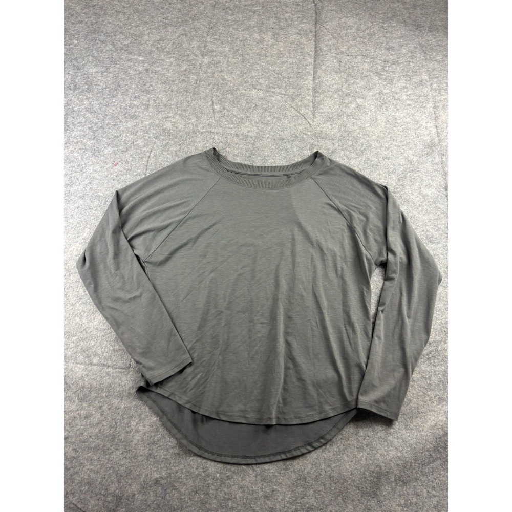 Athleta Women's S Mesh Back Gray Long Sleeve Topanga Top Pilates Yoga Athleisure